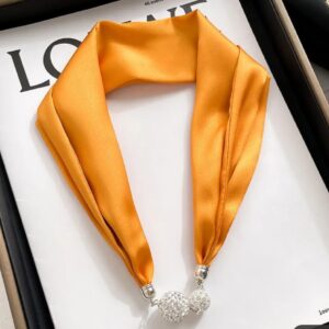 orange color ball scarf necklace