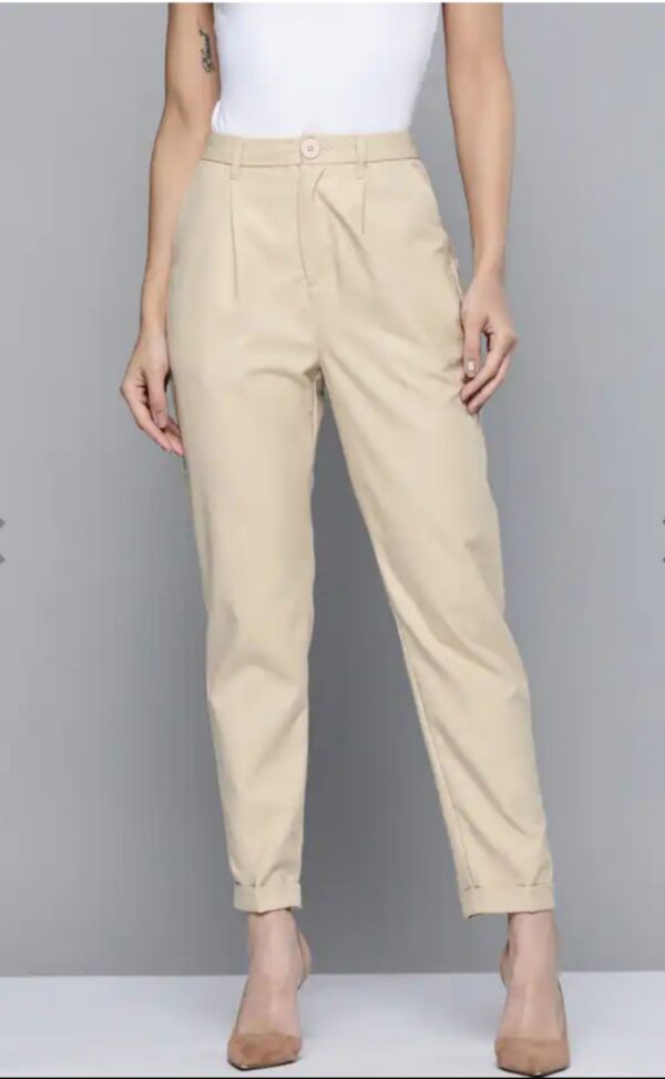 beige color formal trouser pant for women's