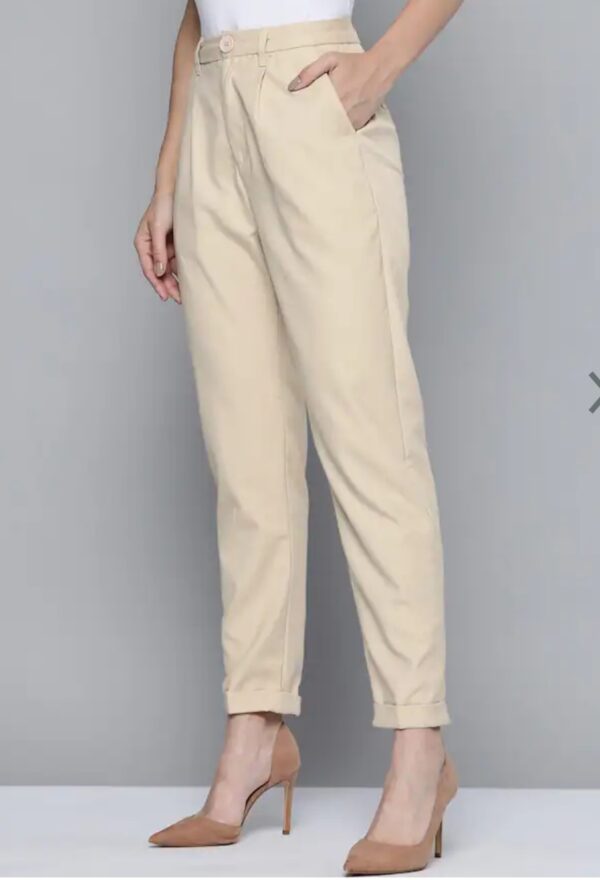 beige color formal trouser pant for women's