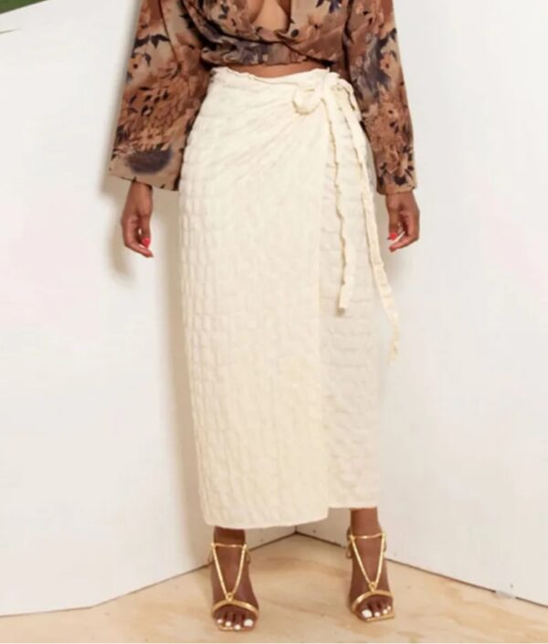 creased wrap white color skirt