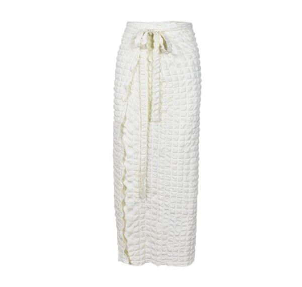 creased wrap white color skirt