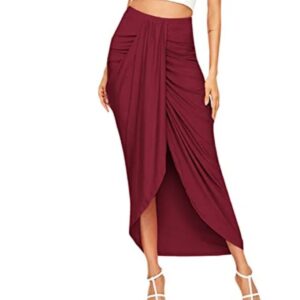 marron color wrapped asymmetrical formal skirt