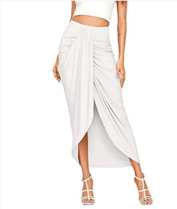 white color wrapped asymmetrical formal skirt