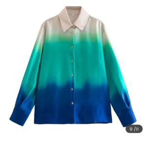 Ombre print chiffon shirt