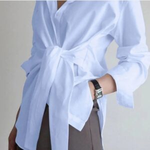 Wrap cotton shirt long sleeves