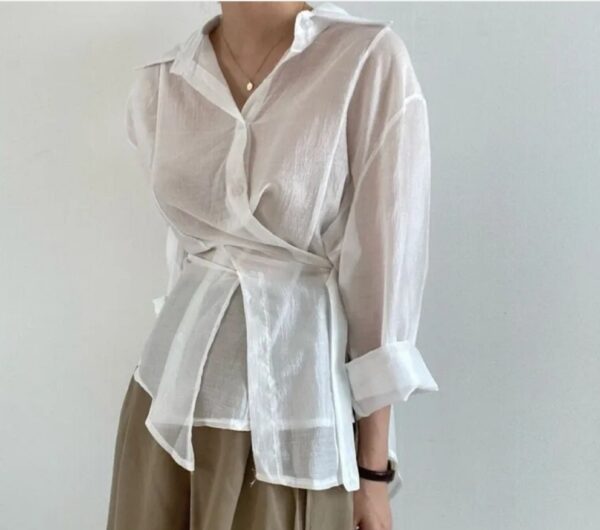 Wrap organza top long sleeves