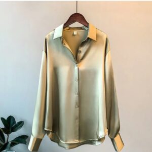 Satin solid shirts for women's