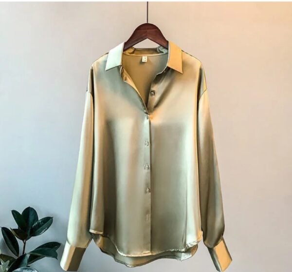 Satin solid shirts for women's