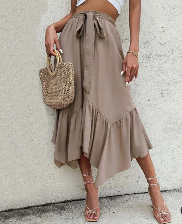 khaki color asymmetrical skirt