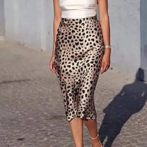 animal printed satin skirt