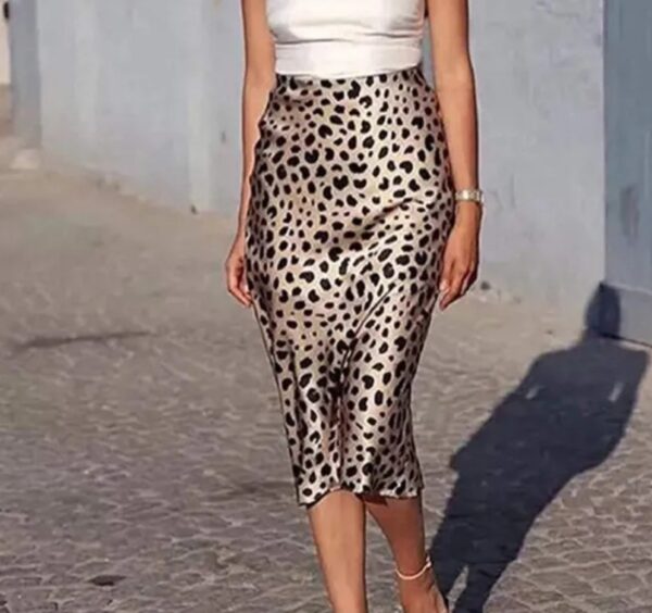 animal printed satin skirt