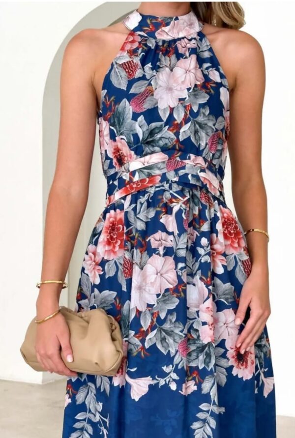 Floral printed flared dress