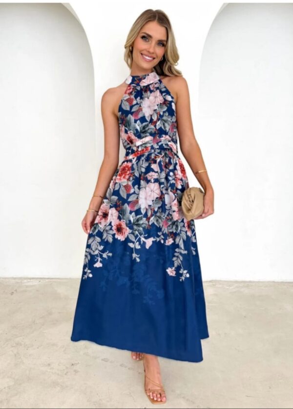 Floral printed flared dress