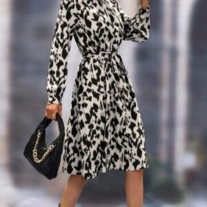 women wearing Animal printed chiffon dress