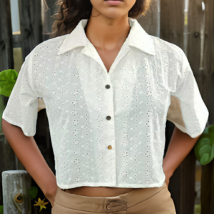 Chikankari cotton crop top