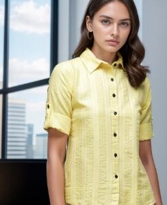 Sunrise yellow textured shirt