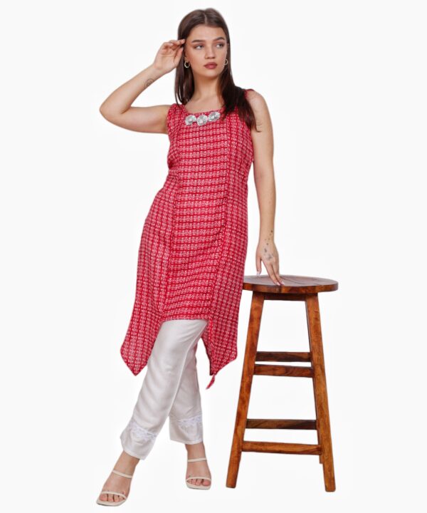 Red Asymmetrical pure cotton dress